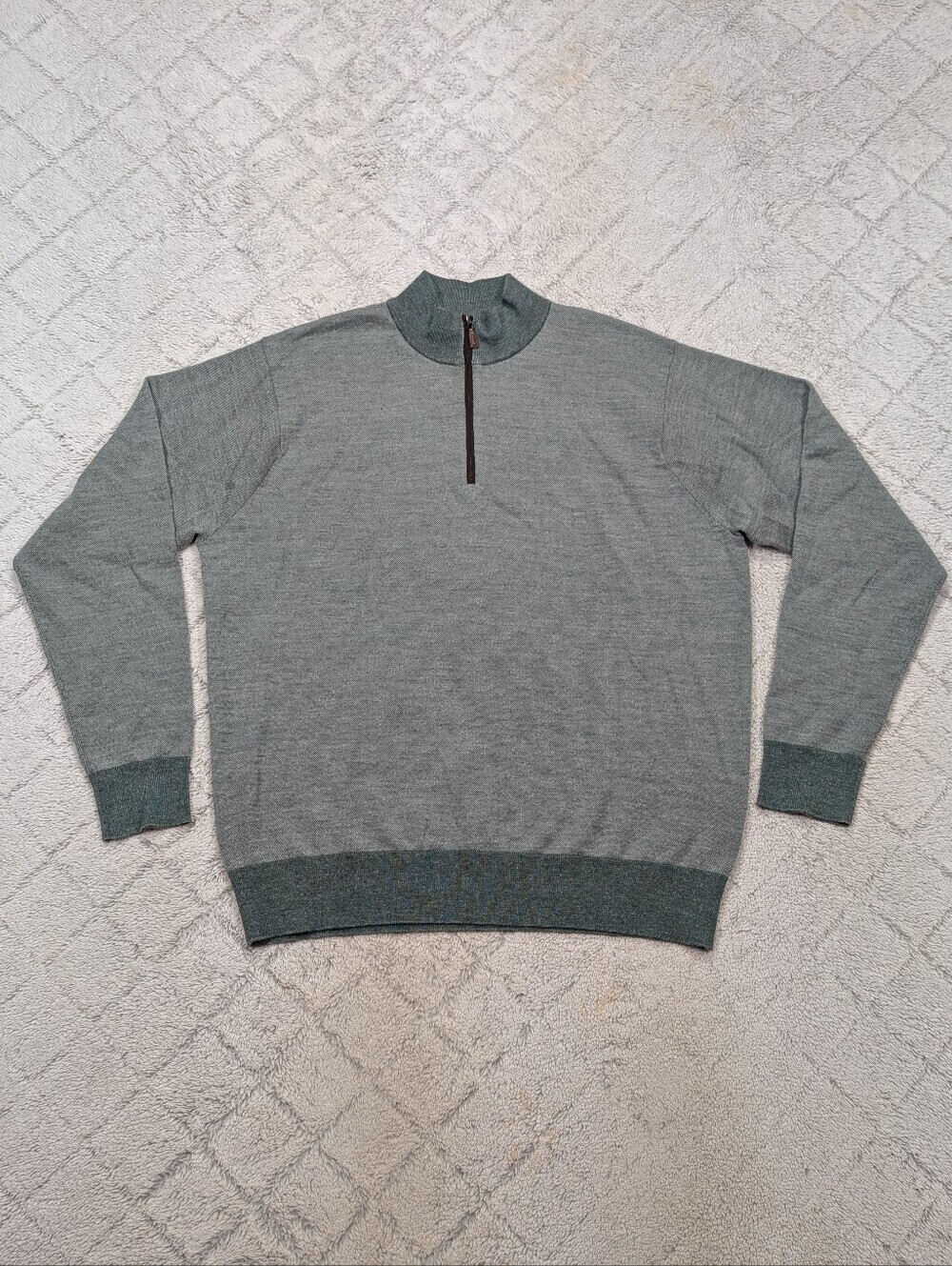 Peter Millar Sweater Mens XL Green ¼ Zip Pullover Extrafine Merino Wool Casual
